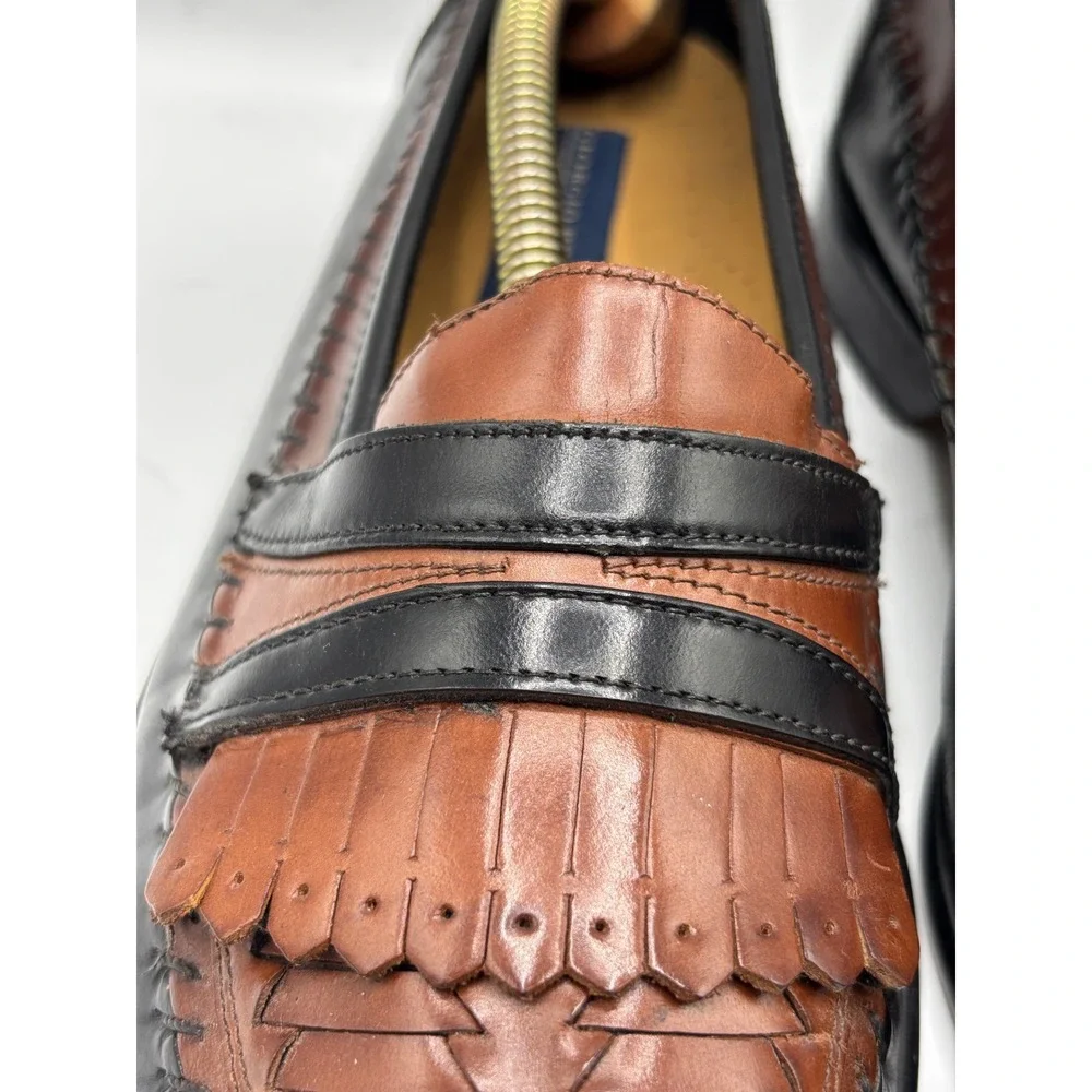 Giorgio Brutini Le Glove Geneva Men's 9D Brown Leather Woven Kiltie Loafers